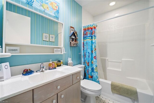 832 Surfside Ave, Virginia Beach, VA 23451 - full bathroom featuring shower / bath combination with curtain, toilet, and vanity