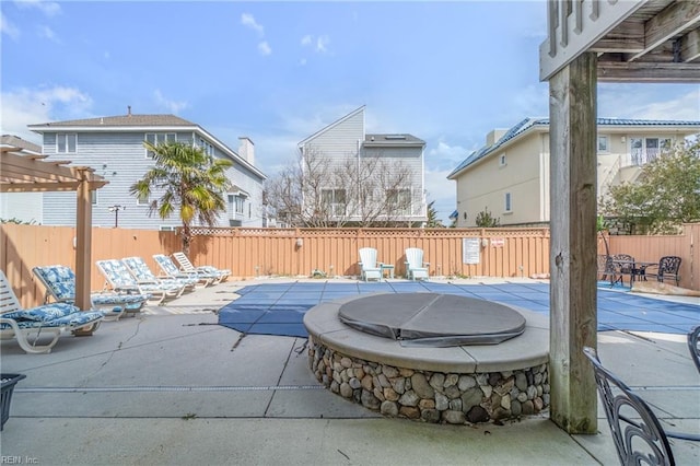 832 Surfside Ave, Virginia Beach, VA 23451 - view of patio / terrace with a fenced backyard, a pergola, and a community pool