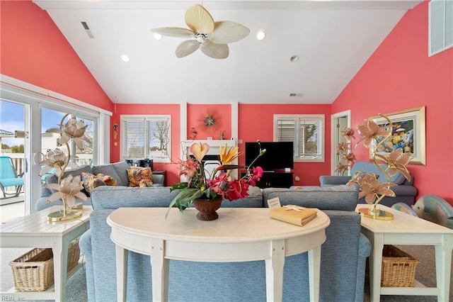 832 Surfside Ave, Virginia Beach, VA 23451 - living area with visible vents, recessed lighting, and a ceiling fan