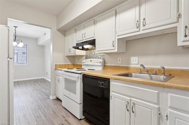 1275 Pacifica Ct, Newport News, VA 23608 - kitchen with under cabinet range hood, light countertops, a sink, and white appliances