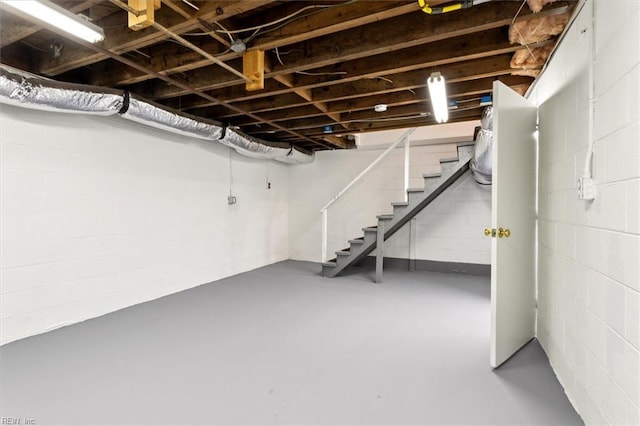 unfinished below grade area with stairway
