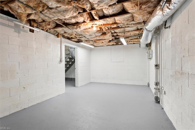 unfinished below grade area with stairway