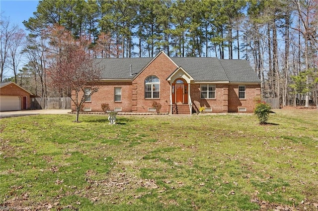 421 Richneck Rd, Newport News, VA 23608 - ranch-style house with a front lawn, crawl space, fence, and brick siding