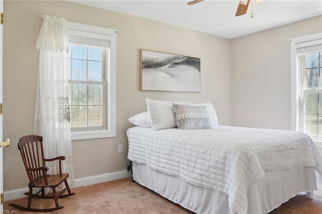 421 Richneck Rd, Newport News, VA 23608 - bedroom with carpet flooring, a ceiling fan, and baseboards