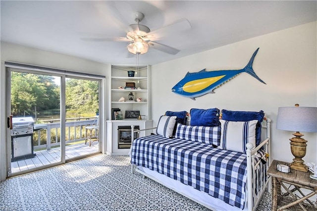38 Callis Ln, Deltaville, VA 23043 - bedroom with ceiling fan and access to outside