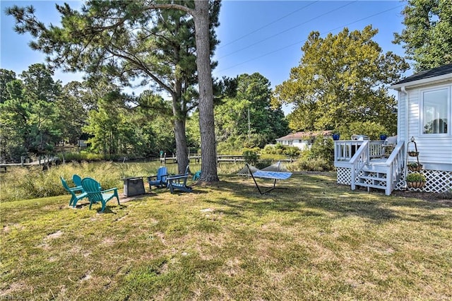38 Callis Ln, Deltaville, VA 23043 - view of yard featuring a wooden deck