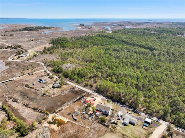 birds eye view of property with a forest view