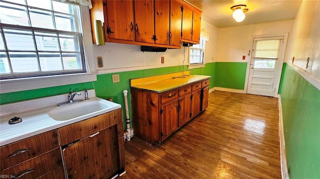 380 Hobson Ave, Hampton, VA 23661 - kitchen with dark wood-type flooring, a sink, and plenty of natural light