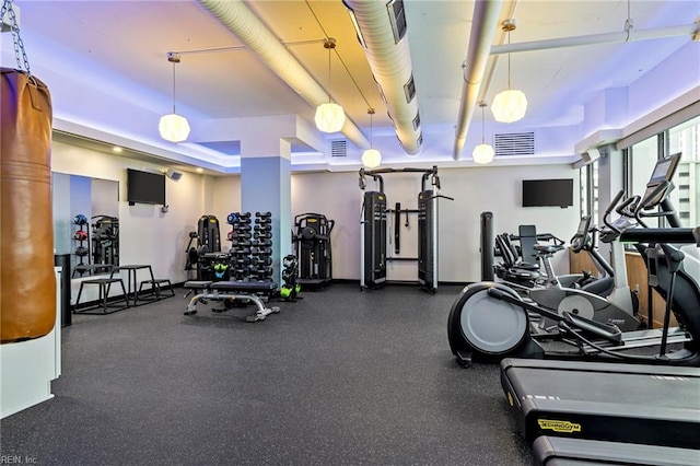 exercise room with visible vents