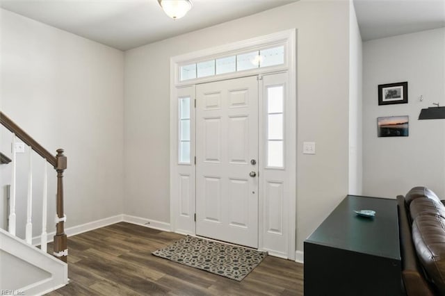 1012 Chartwell Dr, Newport News, VA 23608 - entrance foyer with dark wood-style floors, stairway, and baseboards