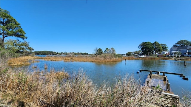view of dock featuring a water view
