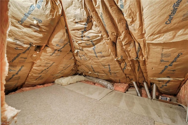 view of unfinished attic