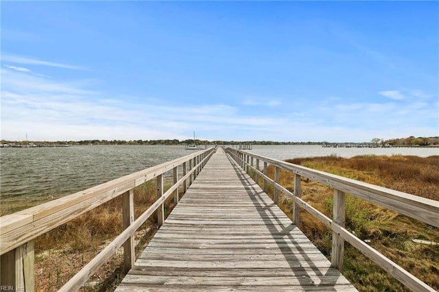 dock area featuring a water view