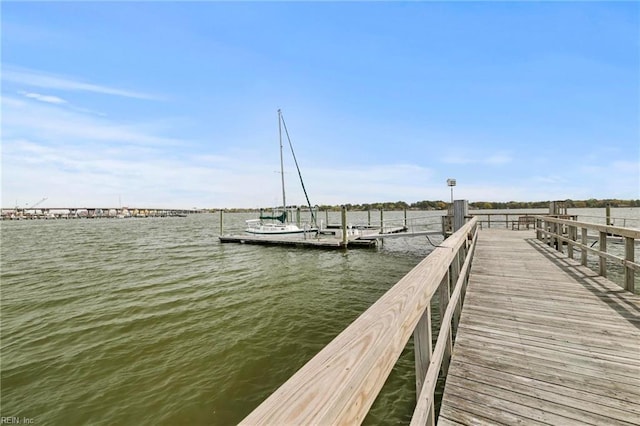 view of dock featuring a water view