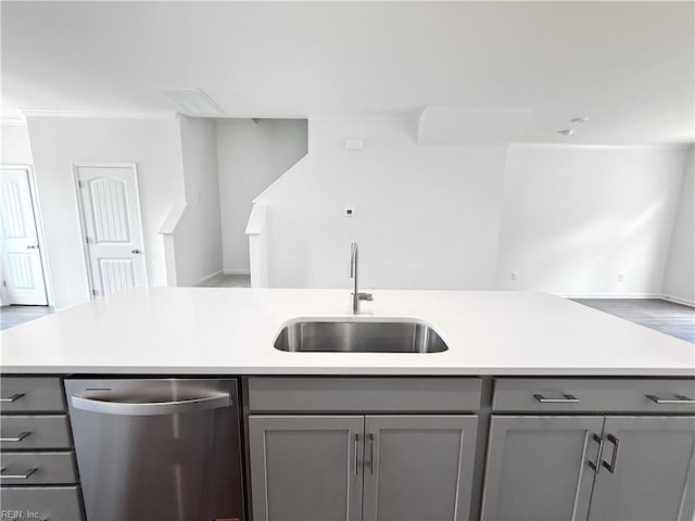1396 Independence Blvd, Newport News, VA 23608 - kitchen featuring dishwasher, gray cabinets, light countertops, and ornamental molding