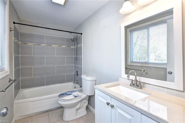 1413 Seward Dr, Hampton, VA 23663 - bathroom featuring washtub / shower combination, toilet, tile patterned flooring, and vanity