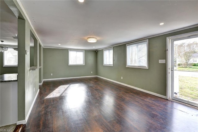 1413 Seward Dr, Hampton, VA 23663 - unfurnished room featuring baseboards, ornamental molding, wood finished floors, and recessed lighting