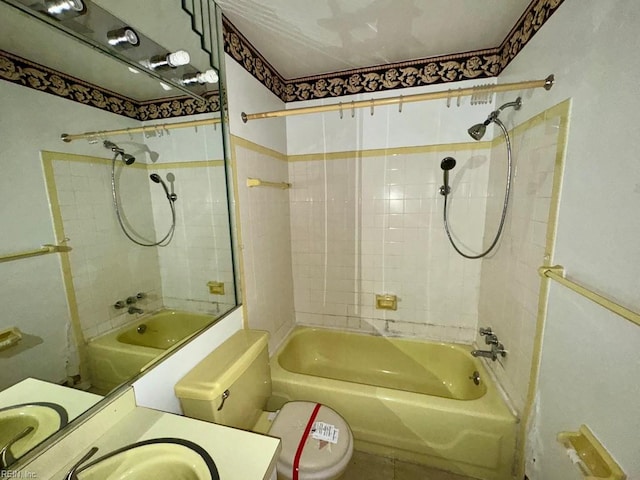 full bathroom with vanity, shower / bathing tub combination, and toilet