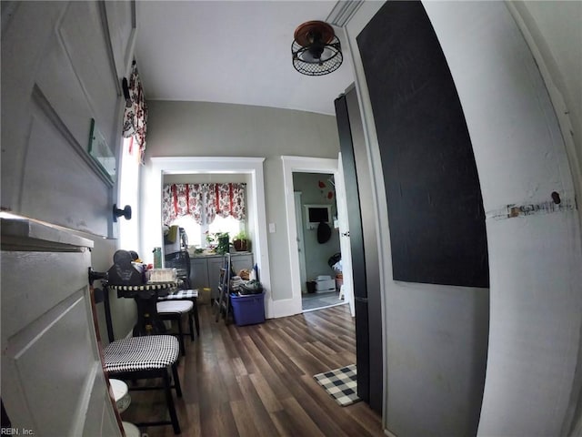 hallway featuring dark wood finished floors