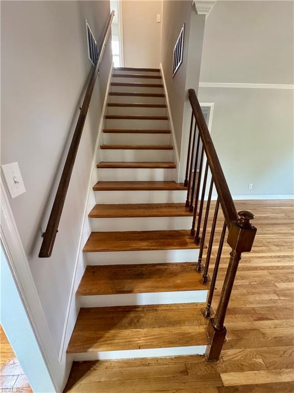 97 Waterview Dr, Newport News, VA 23608 - staircase with visible vents and wood finished floors