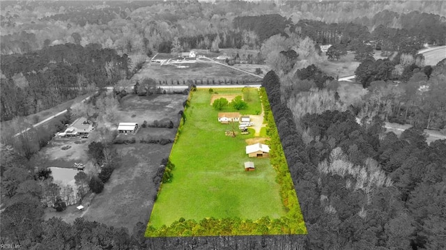 aerial view with a wooded view