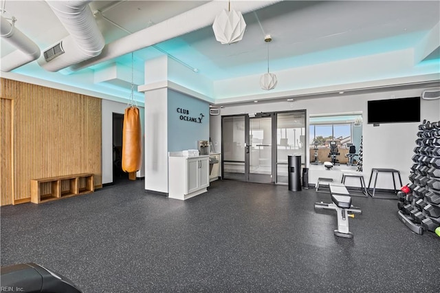 gym featuring visible vents