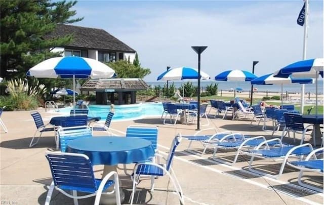 view of swimming pool with a patio