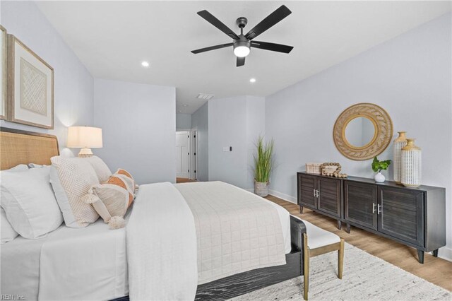 3545 Winston Ave, Virginia Beach, VA 23456 - bedroom with baseboards, recessed lighting, wood finished floors, and a ceiling fan