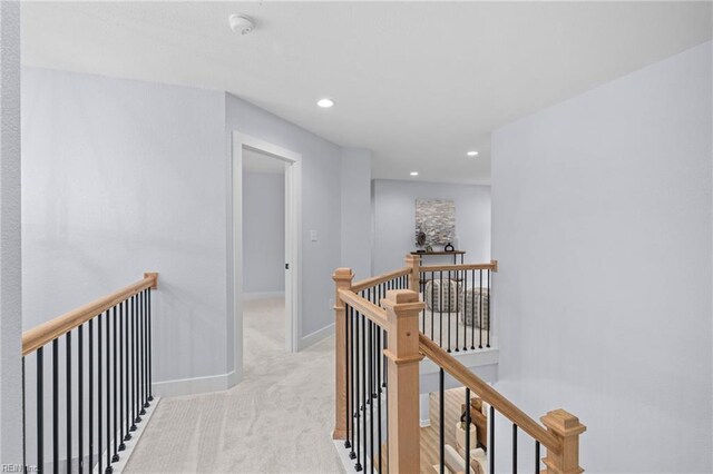 3545 Winston Ave, Virginia Beach, VA 23456 - hall with carpet flooring, baseboards, an upstairs landing, and recessed lighting