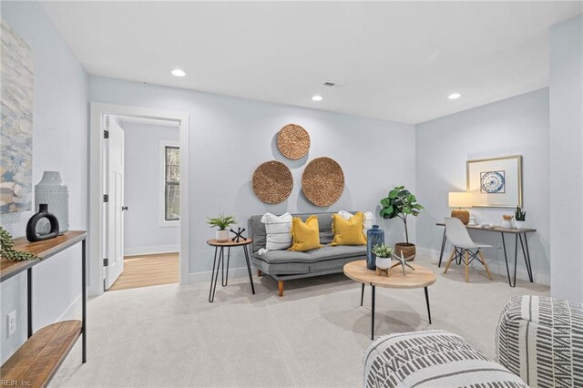 3545 Winston Ave, Virginia Beach, VA 23456 - carpeted living area featuring recessed lighting, visible vents, and baseboards