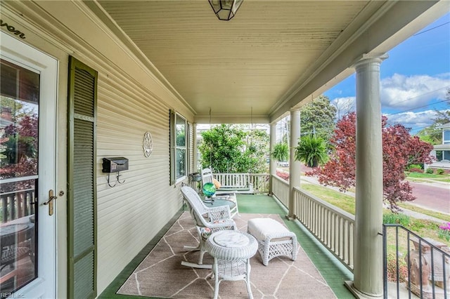 exterior space featuring covered porch
