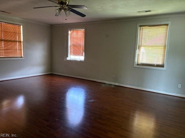 7454 Diven St, Norfolk, VA 23505 - empty room featuring wood finished floors, ceiling fan, and ornamental molding