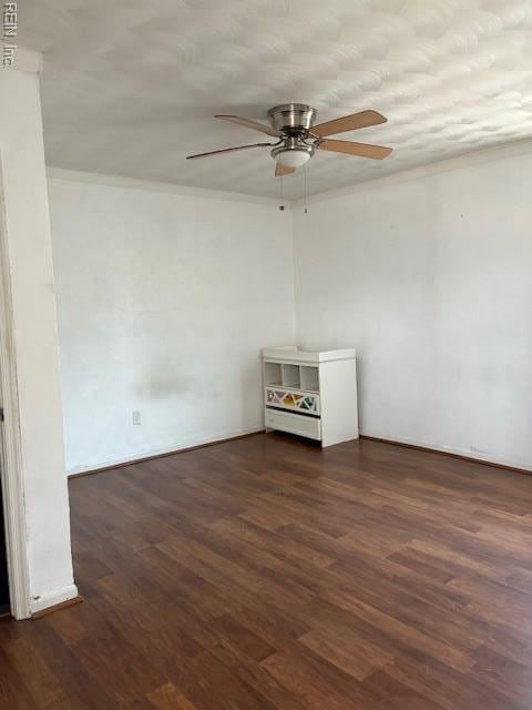 7454 Diven St, Norfolk, VA 23505 - unfurnished room with a ceiling fan, crown molding, and dark wood-style floors
