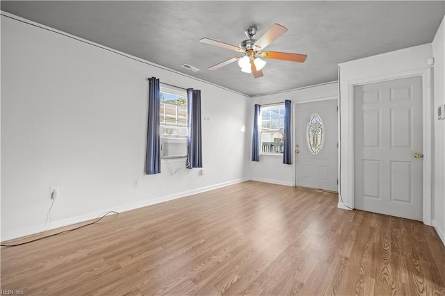 504 Glendale Ave, Norfolk, VA 23505 - entryway featuring visible vents, baseboards, a ceiling fan, and wood finished floors