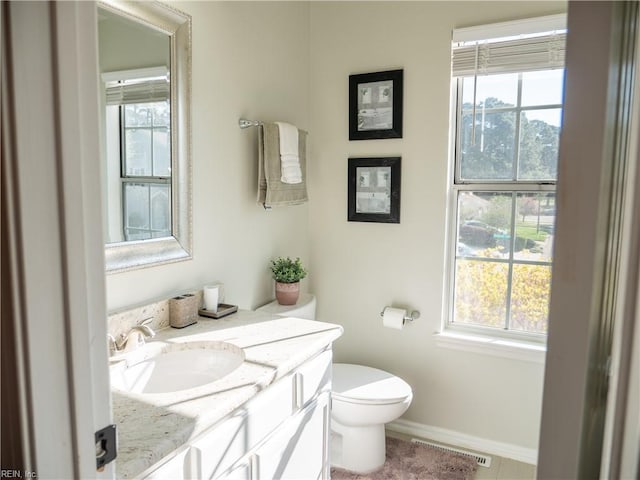 4734 Kempsville Greens Pkwy, Virginia Beach, VA 23462 - bathroom with visible vents, toilet, vanity, and baseboards