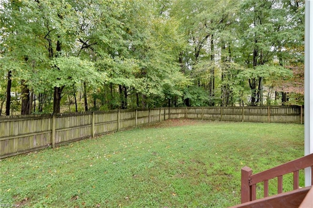 view of yard featuring a fenced backyard
