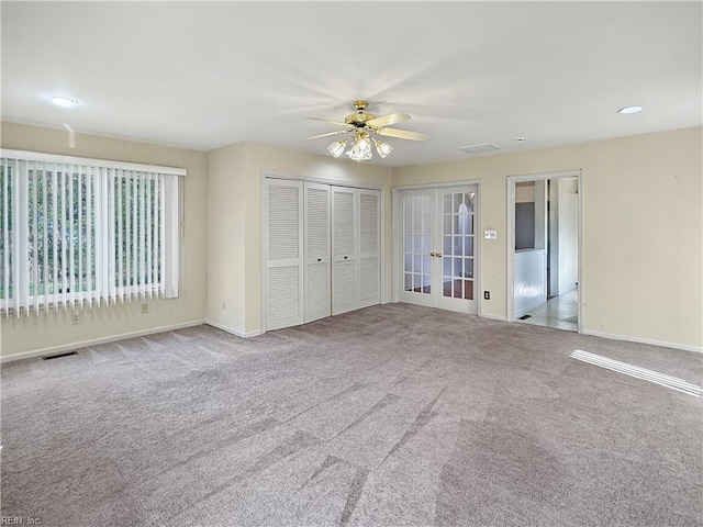 1279 Old Buckroe Rd, Hampton, VA 23663 - unfurnished bedroom featuring french doors, baseboards, visible vents, and carpet floors