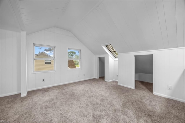 additional living space featuring carpet and lofted ceiling