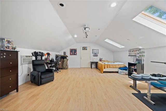 943 Tabb Lakes Dr, Yorktown, VA 23693 - bedroom featuring recessed lighting, light wood-style flooring, and lofted ceiling with skylight
