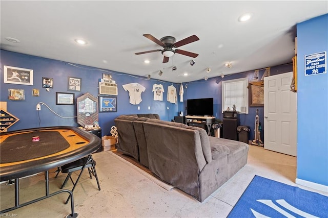 943 Tabb Lakes Dr, Yorktown, VA 23693 - living room with a ceiling fan and recessed lighting