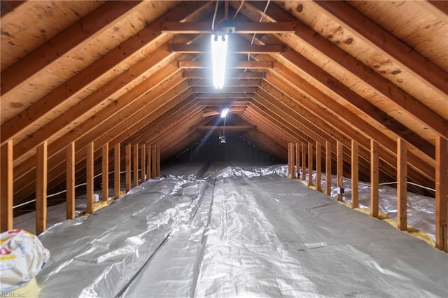 view of unfinished attic