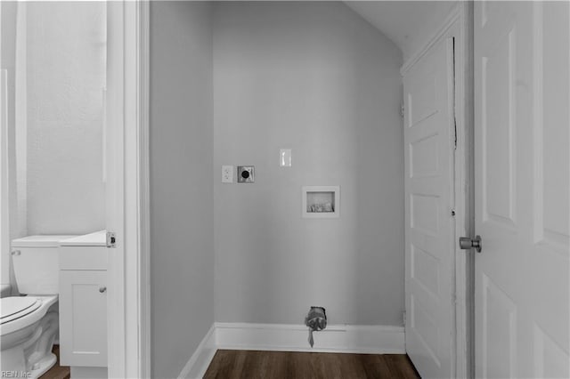 laundry room featuring hookup for an electric dryer, laundry area, baseboards, and hookup for a washing machine