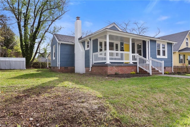 139 Ash Ave, Newport News, VA 23607 - view of front of property featuring a chimney, crawl space, a front yard, a porch, and fence