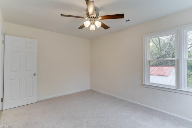 1793 Old Buckroe Rd, Hampton, VA 23664 - empty room featuring light colored carpet, baseboards, a ceiling fan, and visible vents