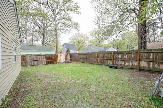 view of yard featuring a fenced backyard
