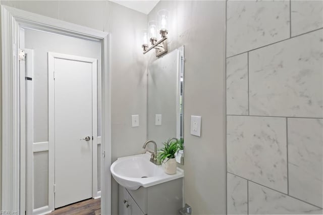 2816 Romaron St, Chesapeake, VA 23323 - bathroom featuring vanity and wood finished floors