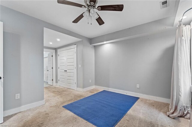 3410 E Princess Anne Rd, Norfolk, VA 23502 - interior space with visible vents, ceiling fan, baseboards, and carpet floors