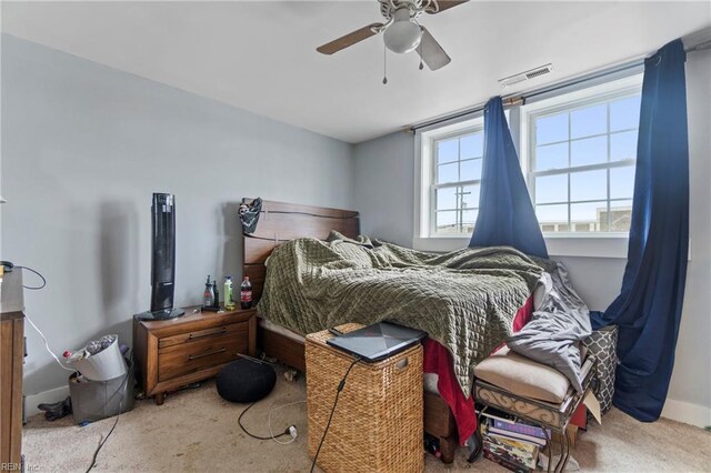 3410 E Princess Anne Rd, Norfolk, VA 23502 - bedroom featuring visible vents, baseboards, a ceiling fan, and carpet