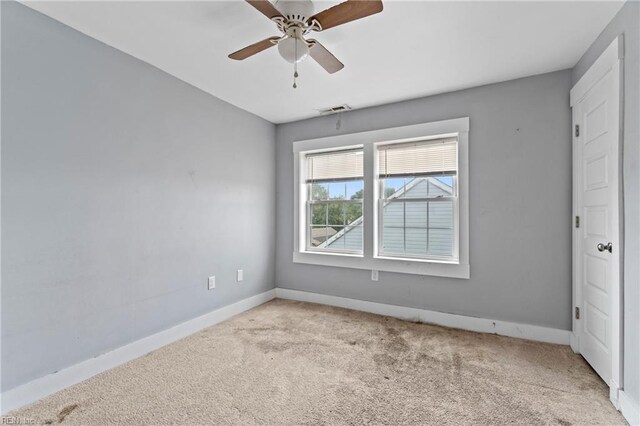 3410 E Princess Anne Rd, Norfolk, VA 23502 - empty room featuring visible vents, baseboards, a ceiling fan, and carpet flooring