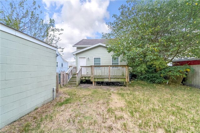 3410 E Princess Anne Rd, Norfolk, VA 23502 - rear view of property with a yard and a deck